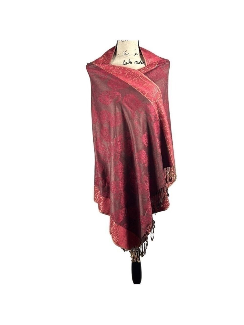Pashmina Floral Print Fringed Scarf Wrap